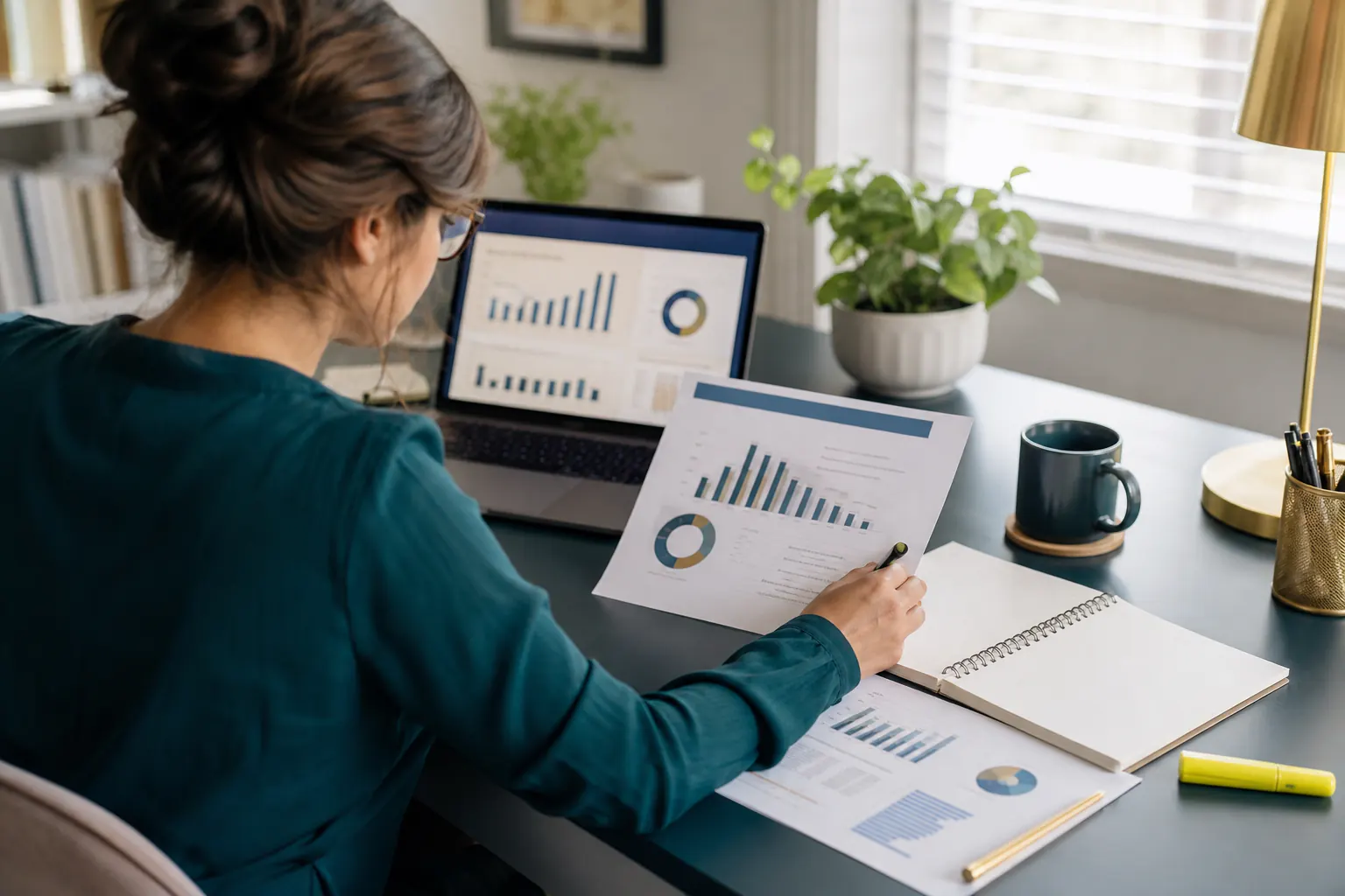 A small-business analyst reviewing public opportunity research materials